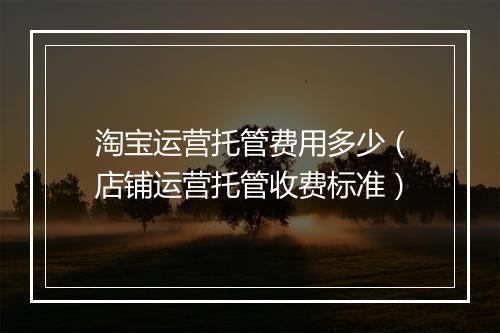 淘宝运营托管费用多少（店铺运营托管收费标准）