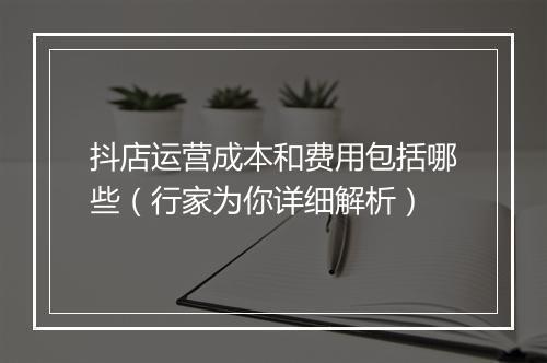 抖店运营成本和费用包括哪些（行家为你详细解析）
