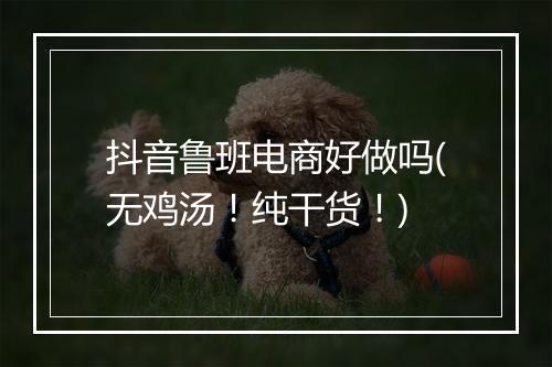 抖音鲁班电商好做吗(无鸡汤！纯干货！)