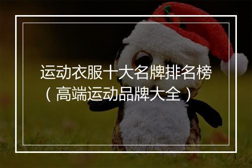 运动衣服十大名牌排名榜（高端运动品牌大全）