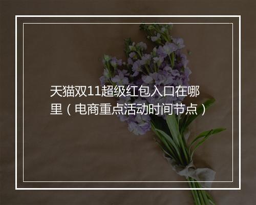 天猫双11超级红包入口在哪里（电商重点活动时间节点）