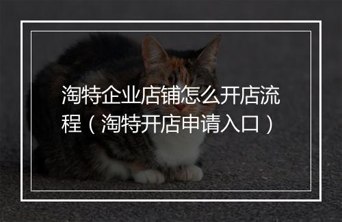 淘特企业店铺怎么开店流程（淘特开店申请入口）
