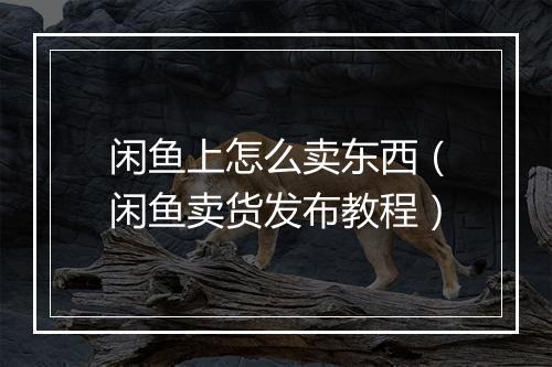 闲鱼上怎么卖东西（闲鱼卖货发布教程）