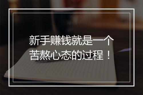 新手赚钱就是一个苦熬心态的过程！