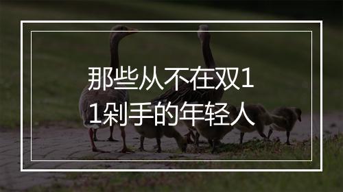 那些从不在双11剁手的年轻人