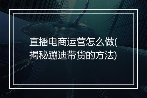 直播电商运营怎么做(揭秘蹦迪带货的方法)