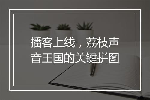 播客上线，荔枝声音王国的关键拼图