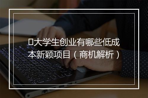 ​大学生创业有哪些低成本新颖项目（商机解析）