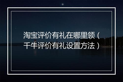淘宝评价有礼在哪里领（千牛评价有礼设置方法）