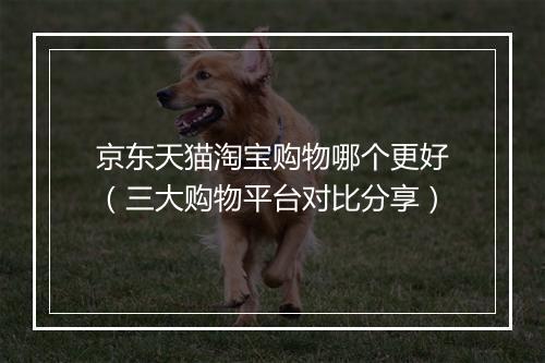 京东天猫淘宝购物哪个更好（三大购物平台对比分享）