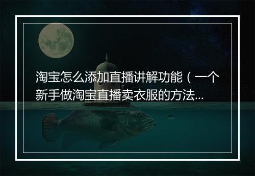 淘宝怎么添加直播讲解功能（一个新手做淘宝直播卖衣服的方法）
