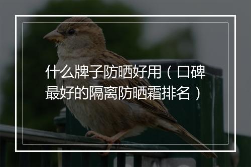 什么牌子防晒好用（口碑最好的隔离防晒霜排名）