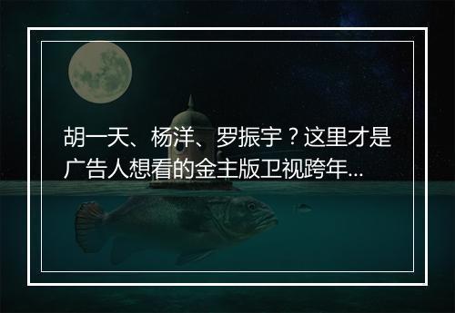 胡一天、杨洋、罗振宇？这里才是广告人想看的金主版卫视跨年battle