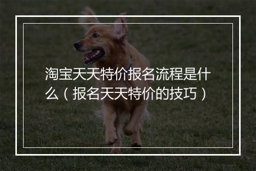 淘宝天天特价报名流程是什么（报名天天特价的技巧）