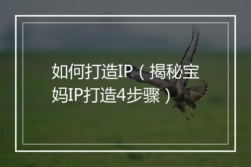 如何打造IP（揭秘宝妈IP打造4步骤）