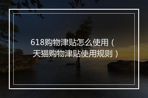 618购物津贴怎么使用（ 天猫购物津贴使用规则）