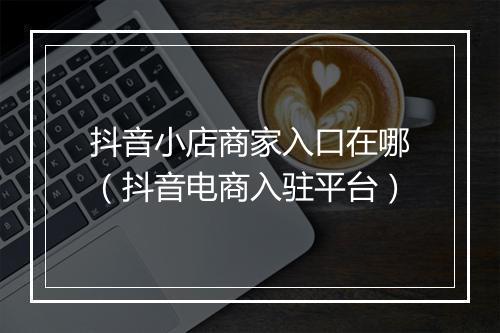 抖音小店商家入口在哪（抖音电商入驻平台）