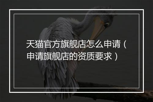 天猫官方旗舰店怎么申请（申请旗舰店的资质要求）