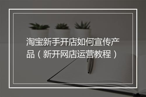 淘宝新手开店如何宣传产品（新开网店运营教程）