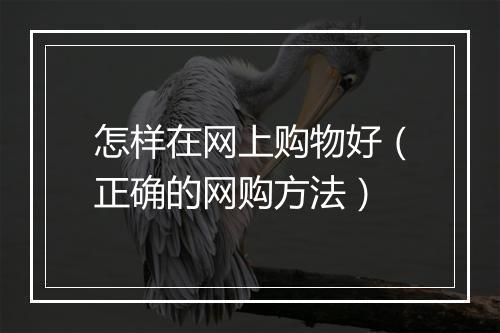 怎样在网上购物好（正确的网购方法）
