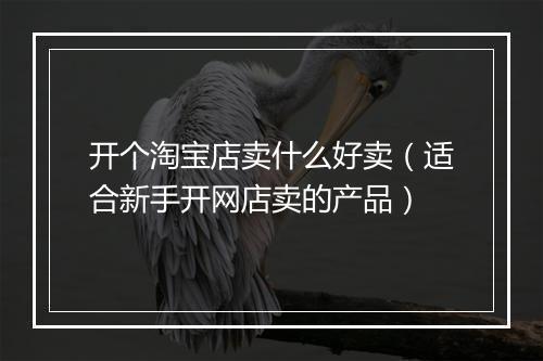 开个淘宝店卖什么好卖（适合新手开网店卖的产品）