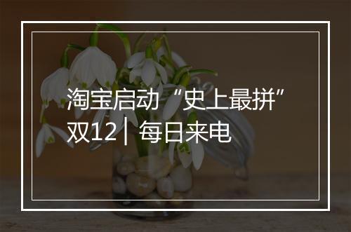 淘宝启动“史上最拼”双12 ▏每日来电