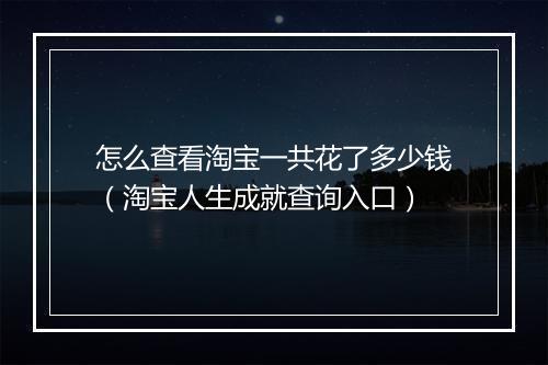 怎么查看淘宝一共花了多少钱（淘宝人生成就查询入口）