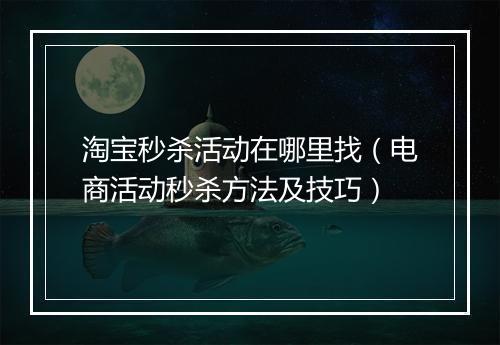 淘宝秒杀活动在哪里找（电商活动秒杀方法及技巧）