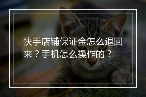快手店铺保证金怎么退回来？手机怎么操作的？