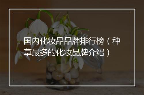 国内化妆品品牌排行榜（种草最多的化妆品牌介绍）