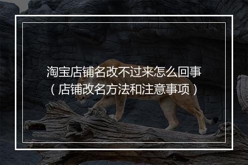 淘宝店铺名改不过来怎么回事（店铺改名方法和注意事项）
