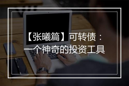 【张曦篇】可转债：一个神奇的投资工具