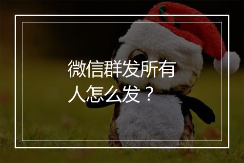 微信群发所有人怎么发？