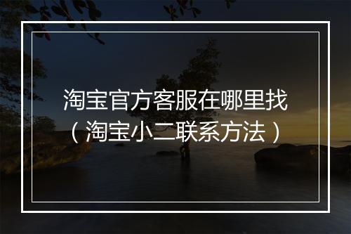 淘宝官方客服在哪里找（淘宝小二联系方法）