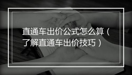 直通车出价公式怎么算（了解直通车出价技巧）
