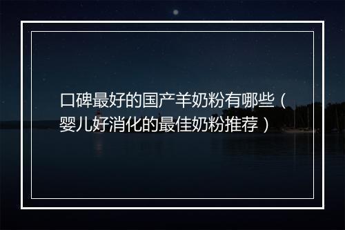 口碑最好的国产羊奶粉有哪些（婴儿好消化的最佳奶粉推荐）