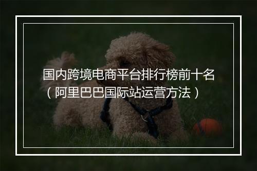 国内跨境电商平台排行榜前十名（阿里巴巴国际站运营方法）