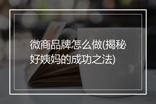 微商品牌怎么做(揭秘好姨妈的成功之法)