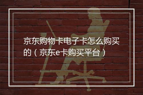 京东购物卡电子卡怎么购买的（京东e卡购买平台）