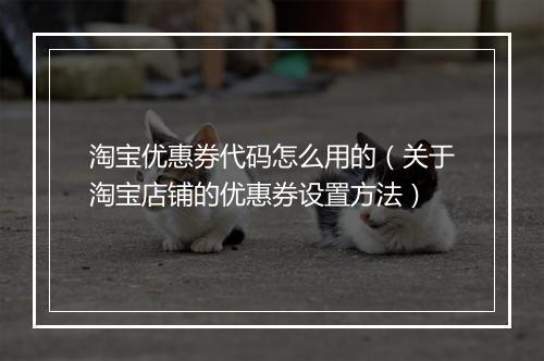 淘宝优惠券代码怎么用的（关于淘宝店铺的优惠券设置方法）