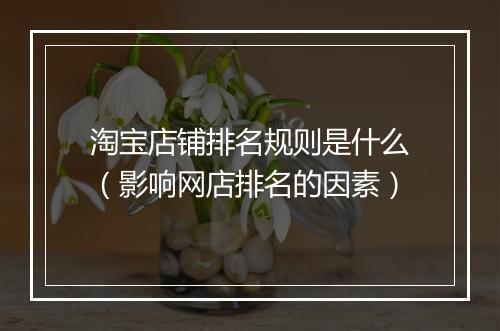 淘宝店铺排名规则是什么（影响网店排名的因素）