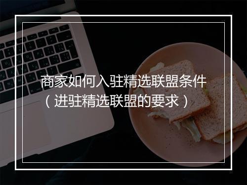 商家如何入驻精选联盟条件（进驻精选联盟的要求）