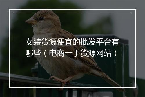 女装货源便宜的批发平台有哪些（电商一手货源网站）