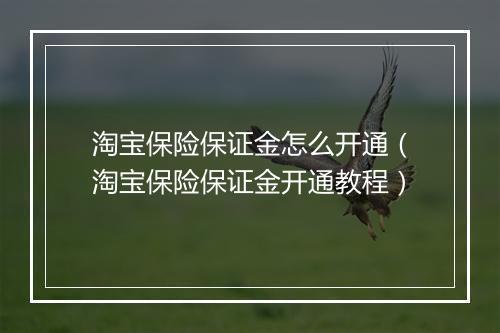 淘宝保险保证金怎么开通（淘宝保险保证金开通教程）
