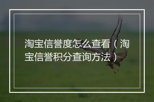 淘宝信誉度怎么查看（淘宝信誉积分查询方法）