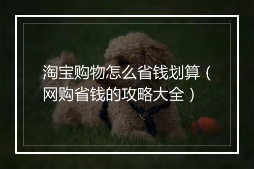 淘宝购物怎么省钱划算（网购省钱的攻略大全）