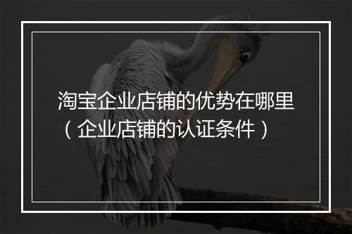 淘宝企业店铺的优势在哪里（企业店铺的认证条件）
