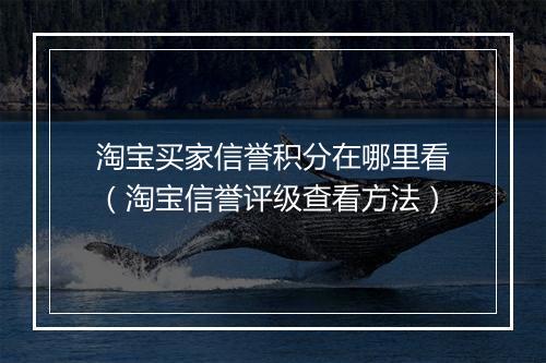 淘宝买家信誉积分在哪里看（淘宝信誉评级查看方法）