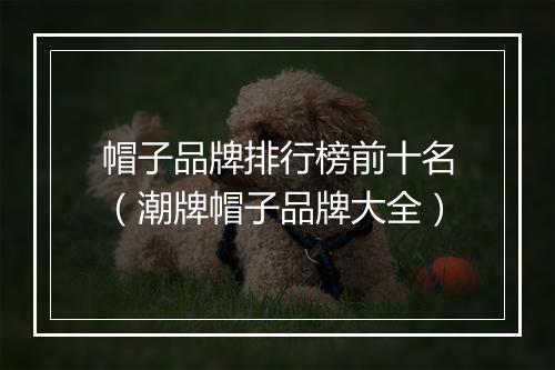 帽子品牌排行榜前十名（潮牌帽子品牌大全）