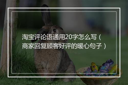 淘宝评论语通用20字怎么写（商家回复顾客好评的暖心句子）